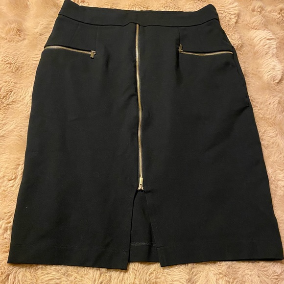 Jules and Leopold Black stretch Pencil Skirt with Gold Front Zipper - Picture 1 of 6